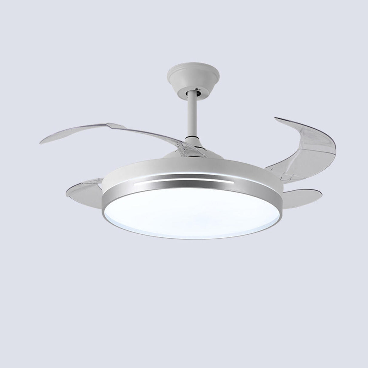 Modern Clear Blade Simple Round Ceiling Fan with Light Image - 10