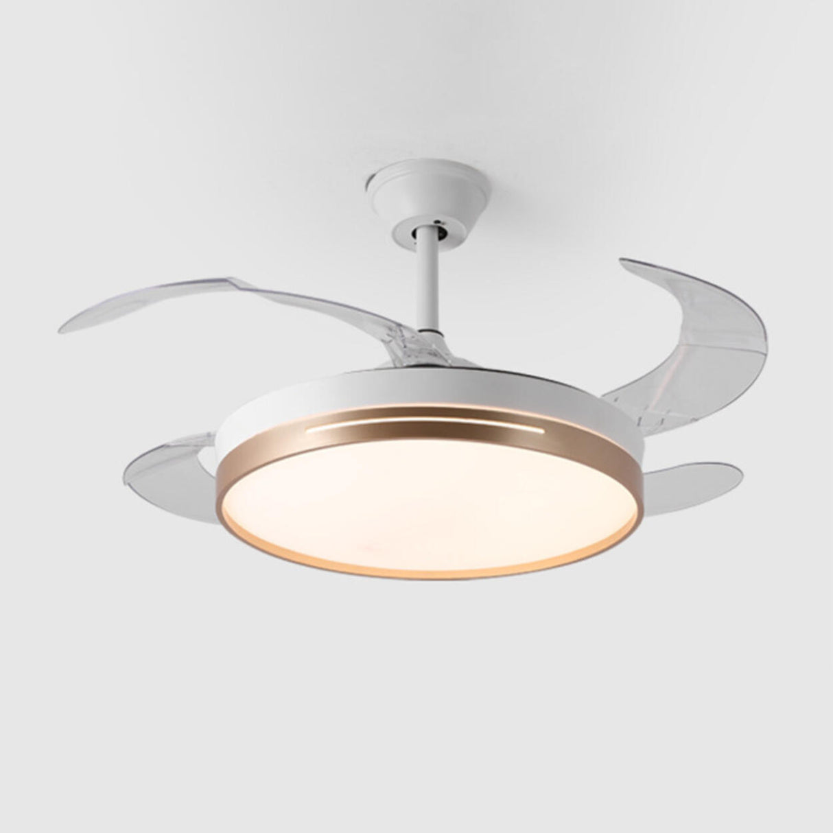 Modern Clear Blade Simple Round Ceiling Fan with Light Image - 11