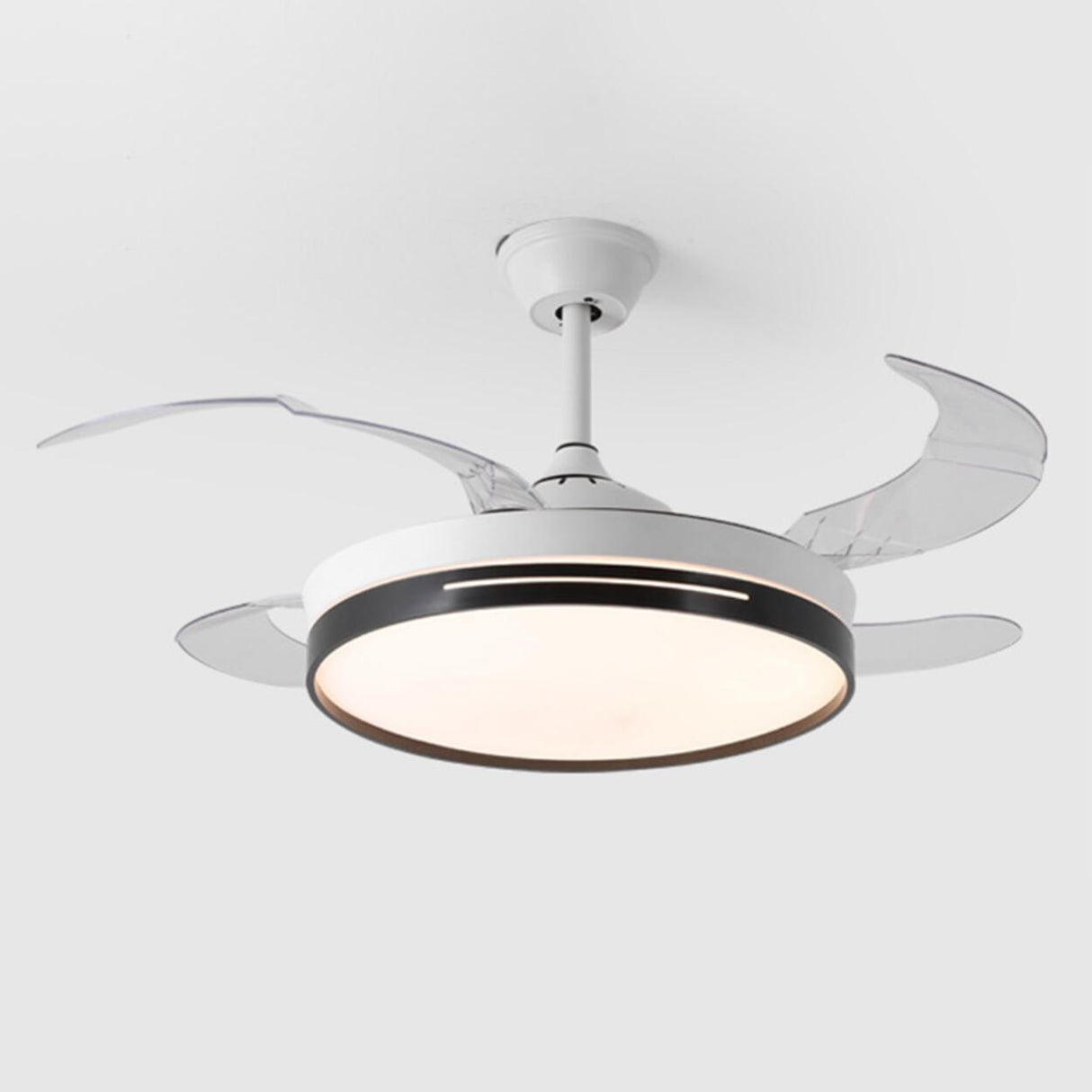 Modern Clear Blade Simple Round Ceiling Fan with Light Image - 12