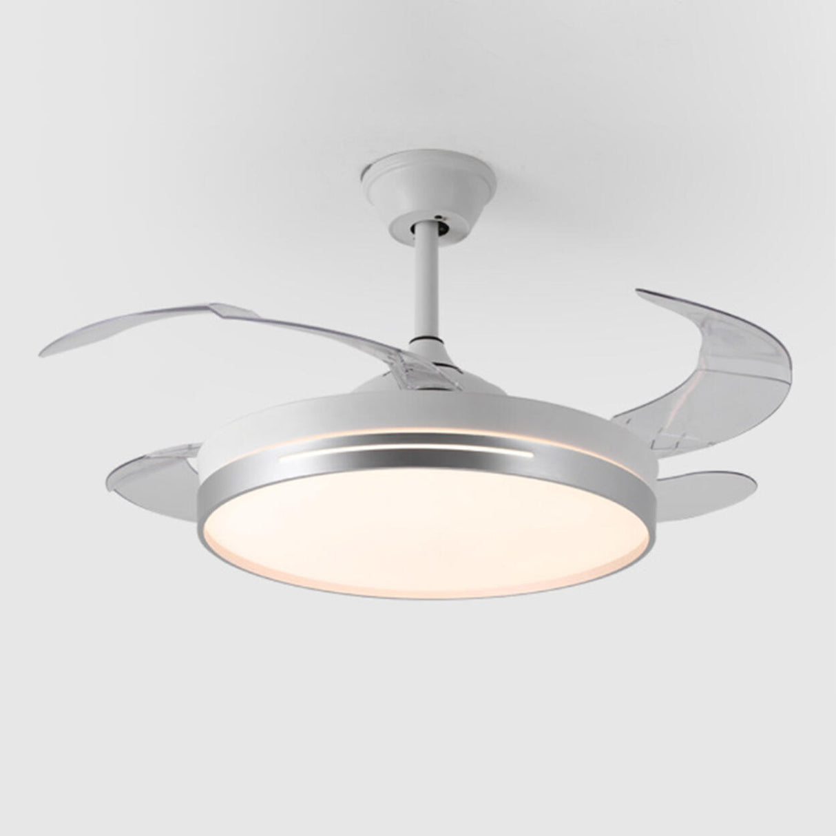 Modern Clear Blade Simple Round Ceiling Fan with Light Image - 13