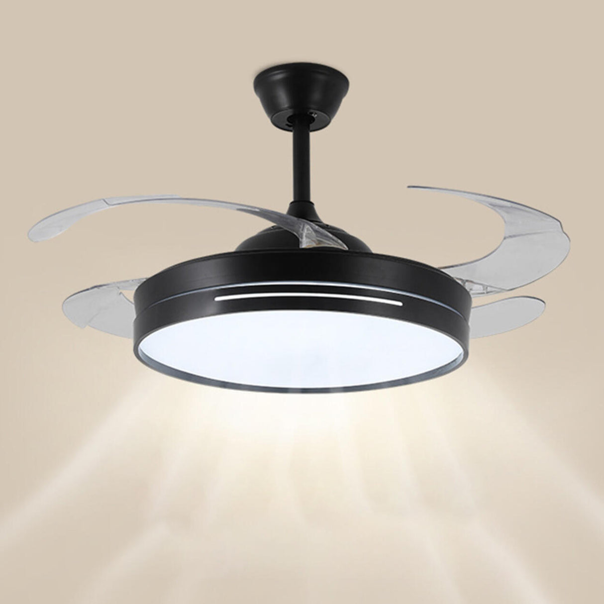 Modern Clear Blade Simple Round Ceiling Fan with Light Image - 14