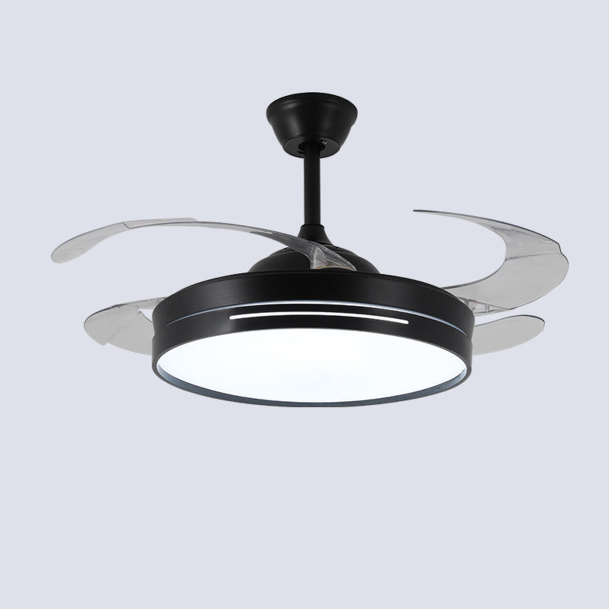 Modern Clear Blade Simple Round Ceiling Fan with Light Image - 2