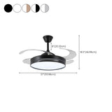 Modern Clear Blade Simple Round Ceiling Fan with Light #size