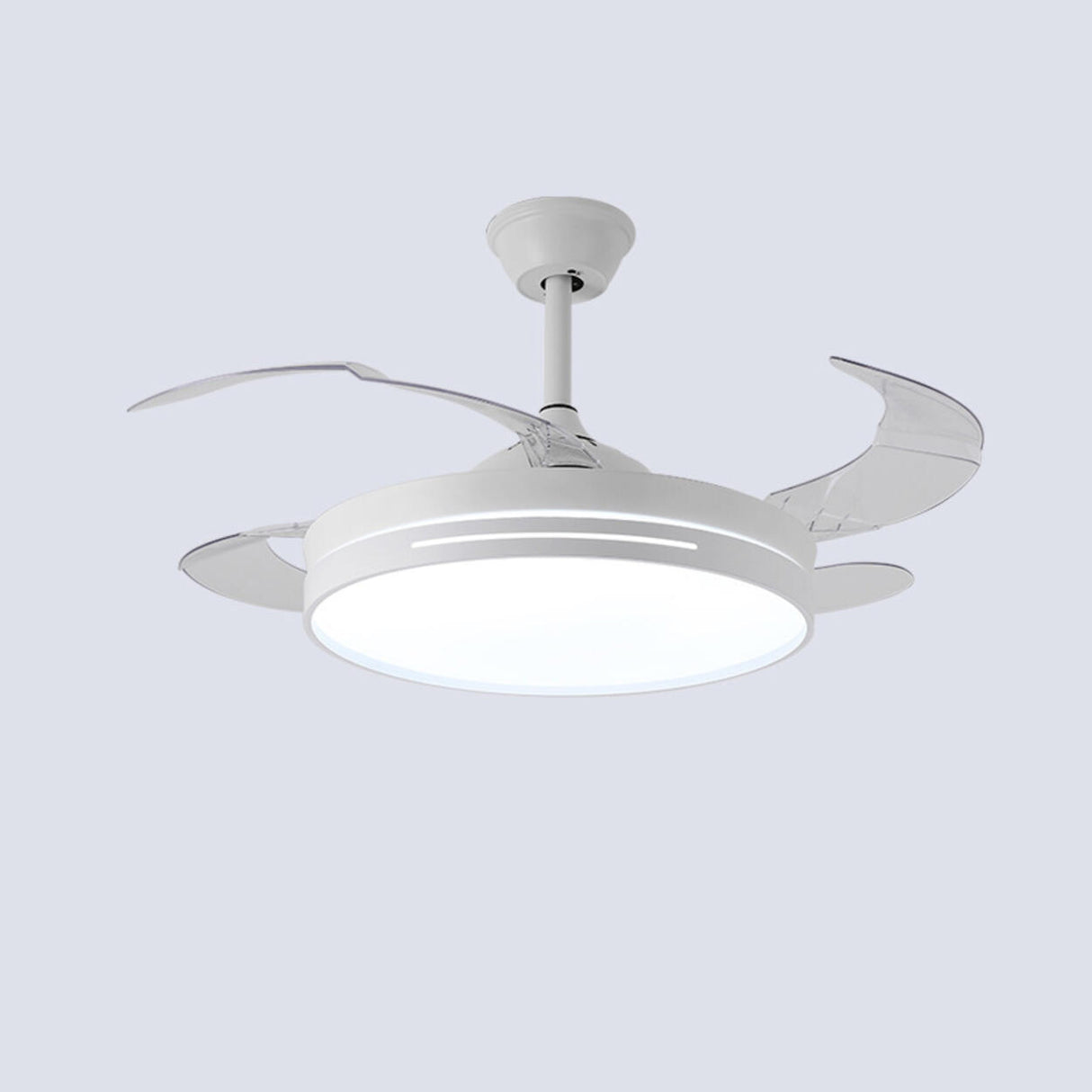 Modern Clear Blade Simple Round Ceiling Fan with Light Image - 3