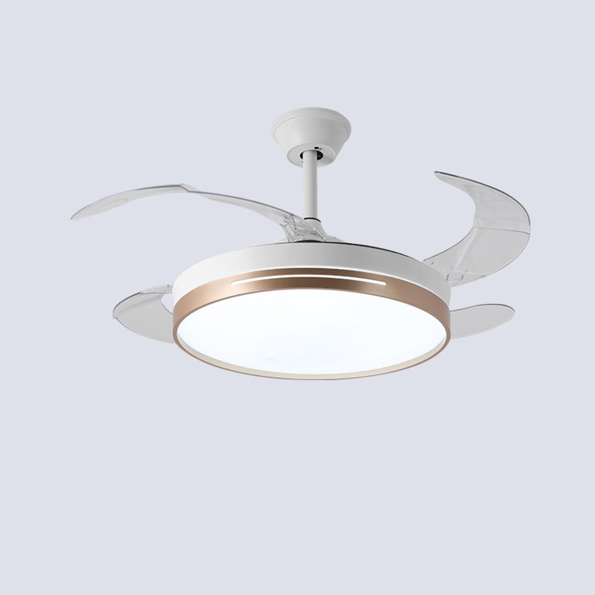 Modern Clear Blade Simple Round Ceiling Fan with Light Image - 5