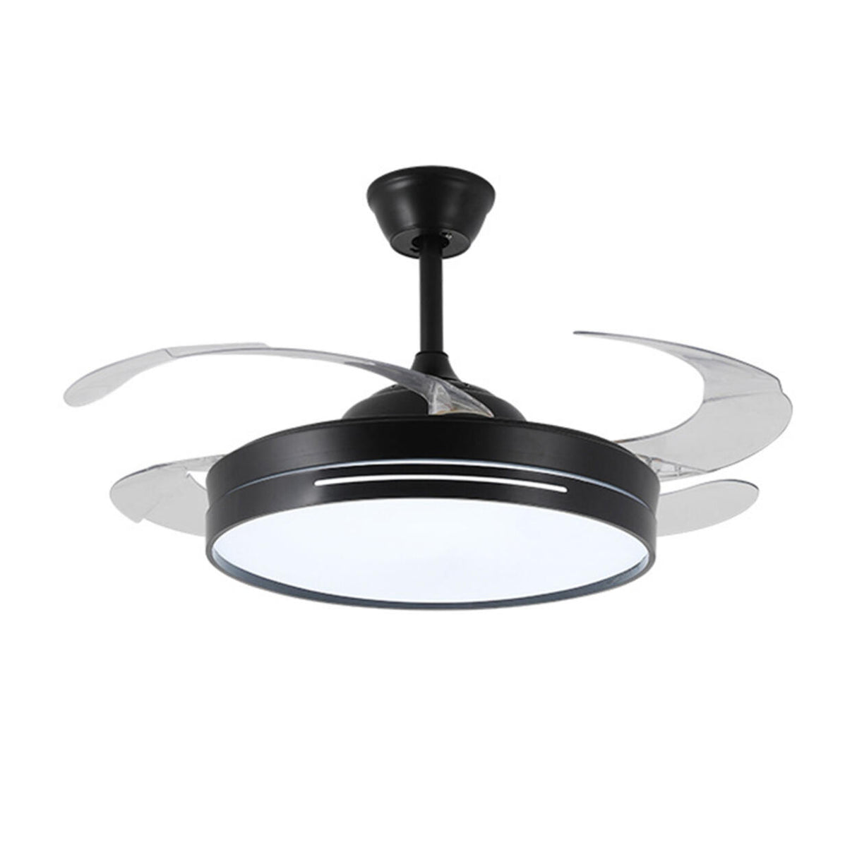 Modern Clear Blade Simple Round Ceiling Fan with Light Image - 9