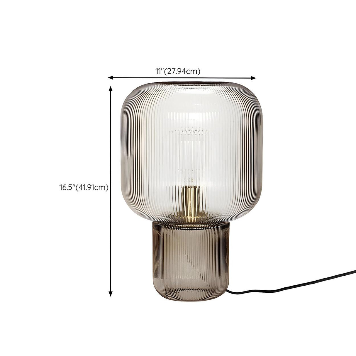 Modern Clear Brown Glass Blub Shape Bedroom Table Lamp 