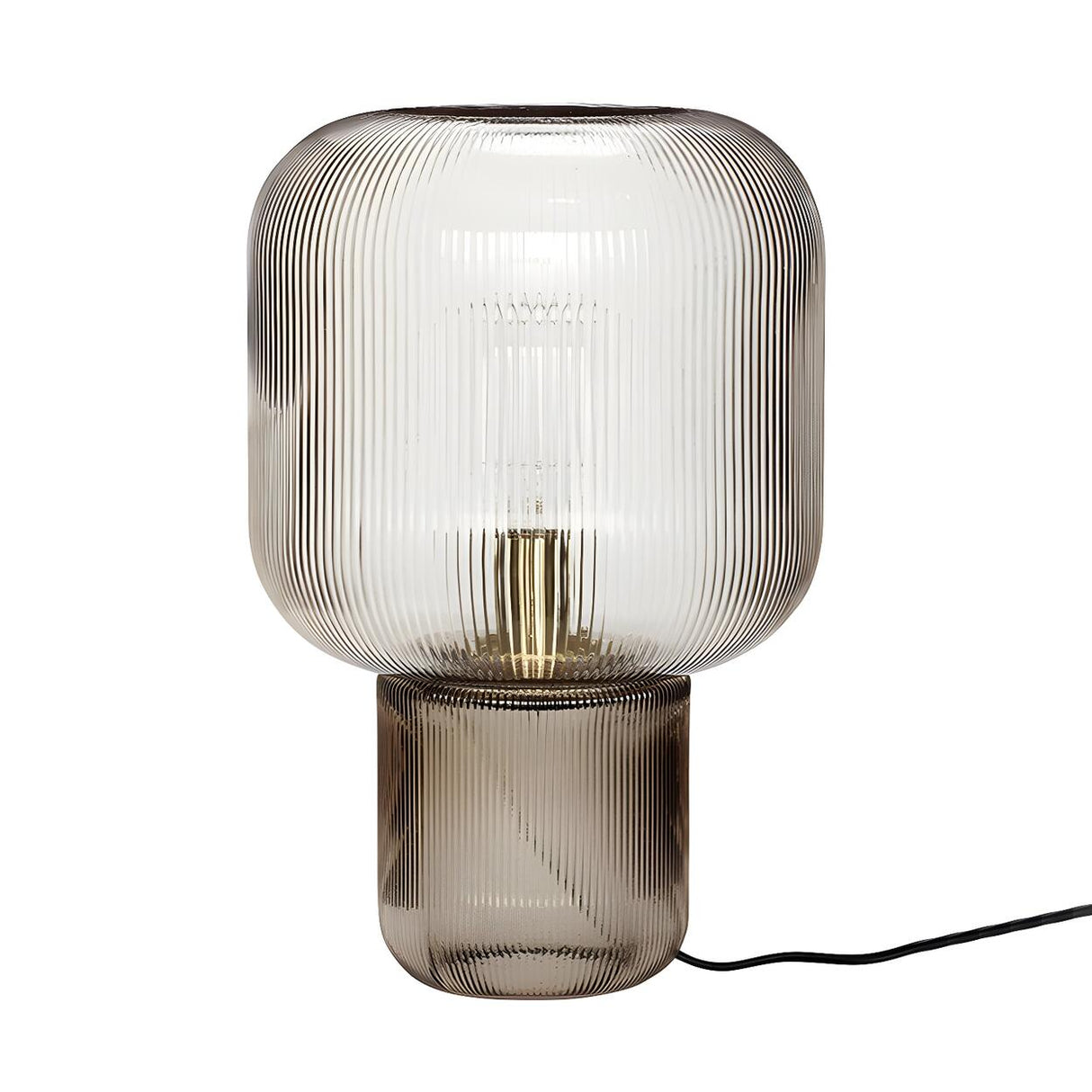 Modern Clear Brown Glass Blub Shape Bedroom Table Lamp Image - 5