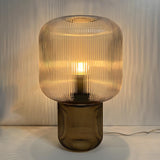 Modern Clear Brown Glass Blub Shape Bedroom Table Lamp Image - 6