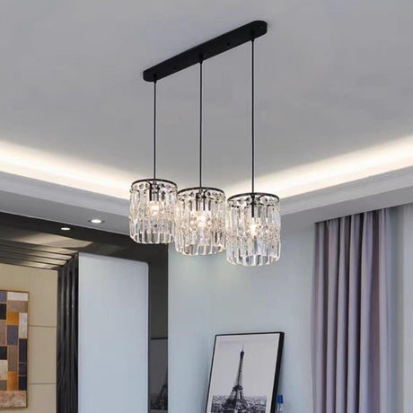 Modern Clear Crystal Cylinder Crystal Pendant Light Image - 1