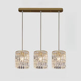 Modern Clear Crystal Cylinder Crystal Pendant Light Image - 10