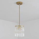 Modern Clear Crystal Cylinder Crystal Pendant Light Image - 11