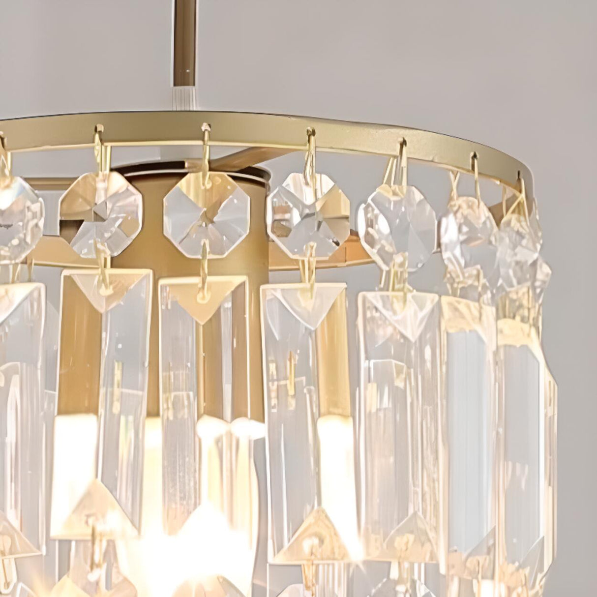 Modern Clear Crystal Cylinder Crystal Pendant Light Image - 15