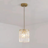 Modern Clear Crystal Cylinder Crystal Pendant Light Image - 6