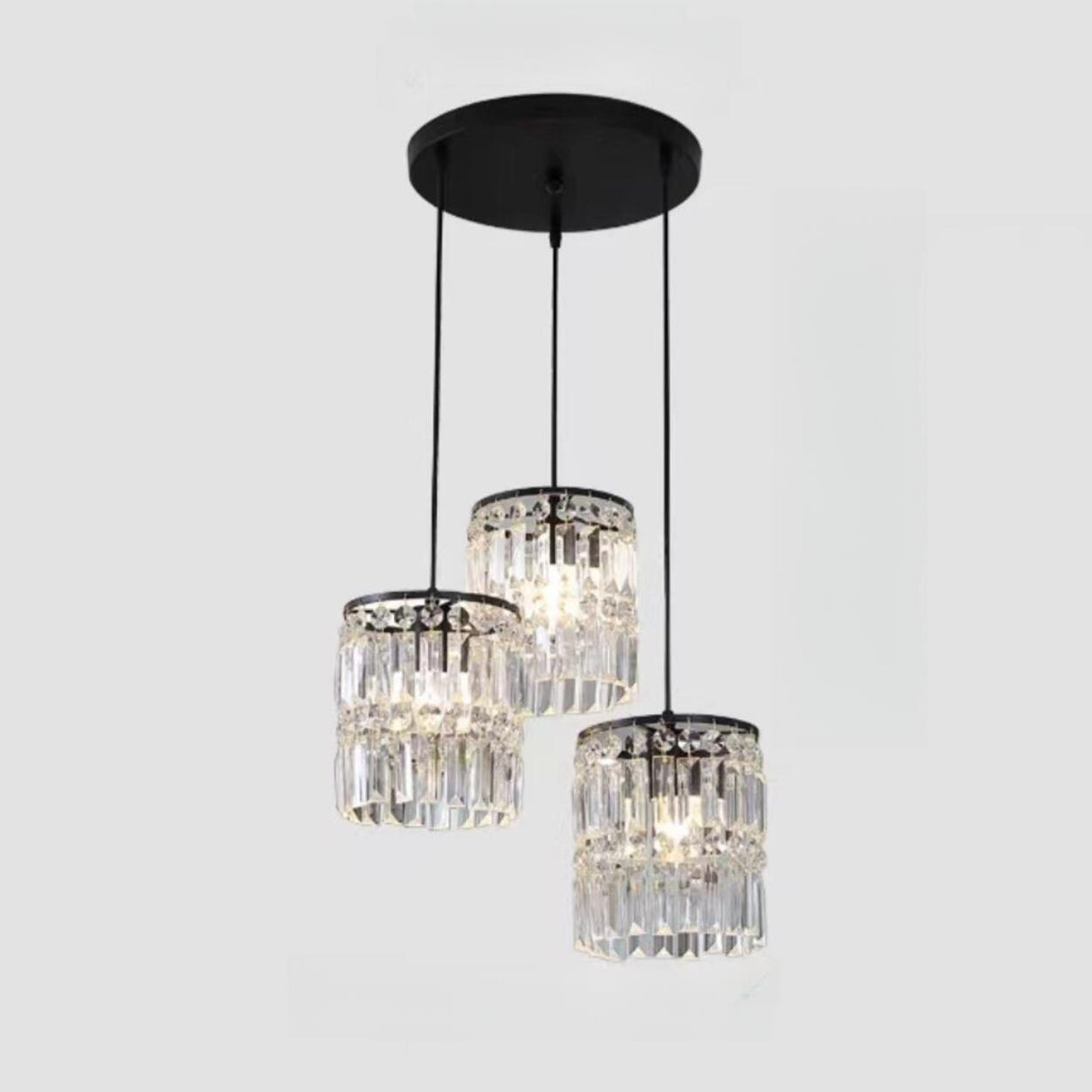 Modern Clear Crystal Cylinder Crystal Pendant Light Image - 7