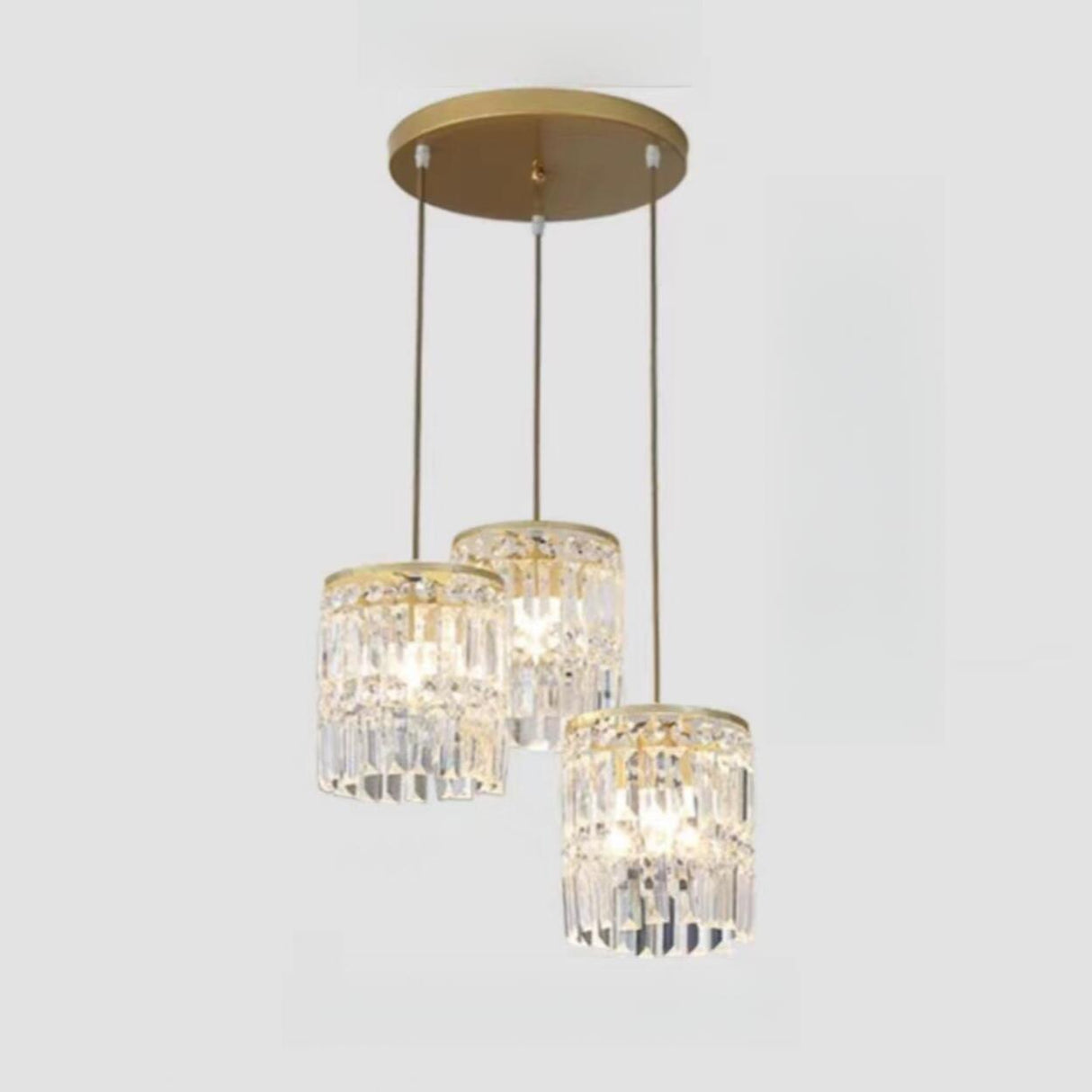 Modern Clear Crystal Cylinder Crystal Pendant Light Image - 8