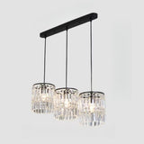 Modern Clear Crystal Cylinder Crystal Pendant Light Image - 9