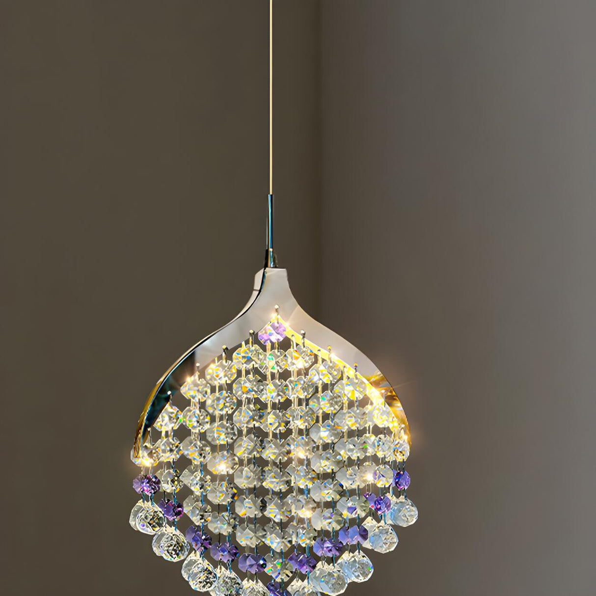 Modern Clear Crystal Droplet Teardrop Pendant Light Image - 10