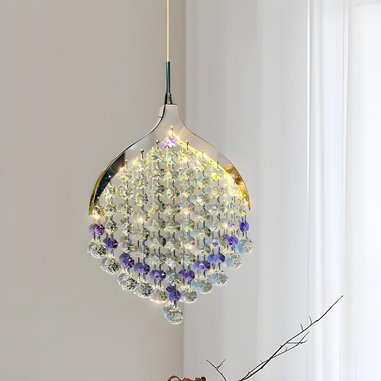 Modern Clear Crystal Droplet Teardrop Pendant Light Image - 2