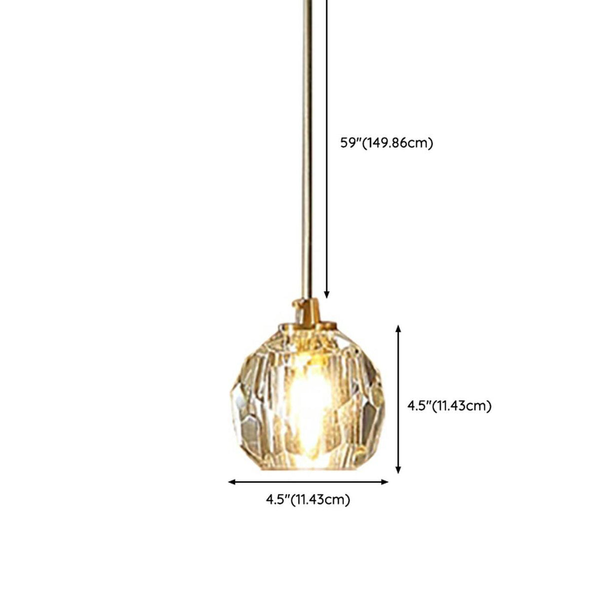 Modern Clear Crystal Globe Bedroom Pendant Light 