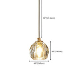 Modern Clear Crystal Globe Bedroom Pendant Light #size