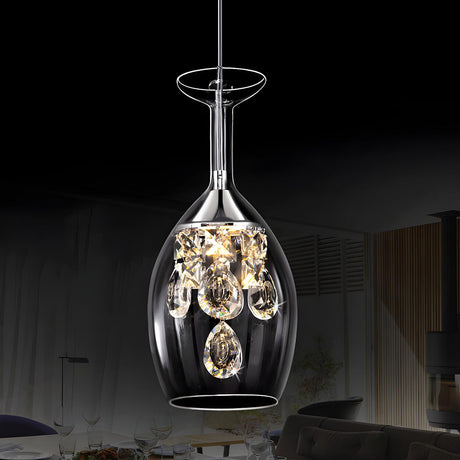 Modern Clear Crystal Wine Glass Dining Room Pendant Light Image - 1