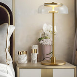 Modern Clear Dome Glass Shade Gold LED Table Lamp Image - 14