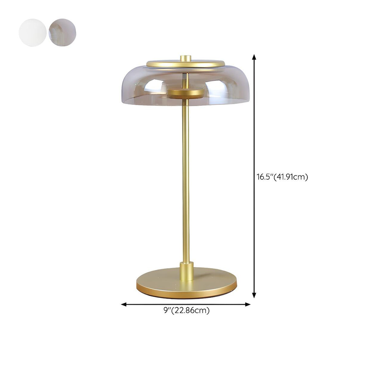 Modern Clear Dome Glass Shade Gold LED Table Lamp 