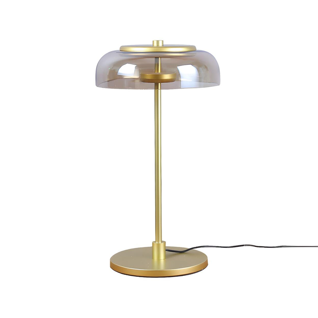 Modern Clear Dome Glass Shade Gold LED Table Lamp Image - 2