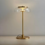 Modern Clear Dome Glass Shade Gold LED Table Lamp Image - 3