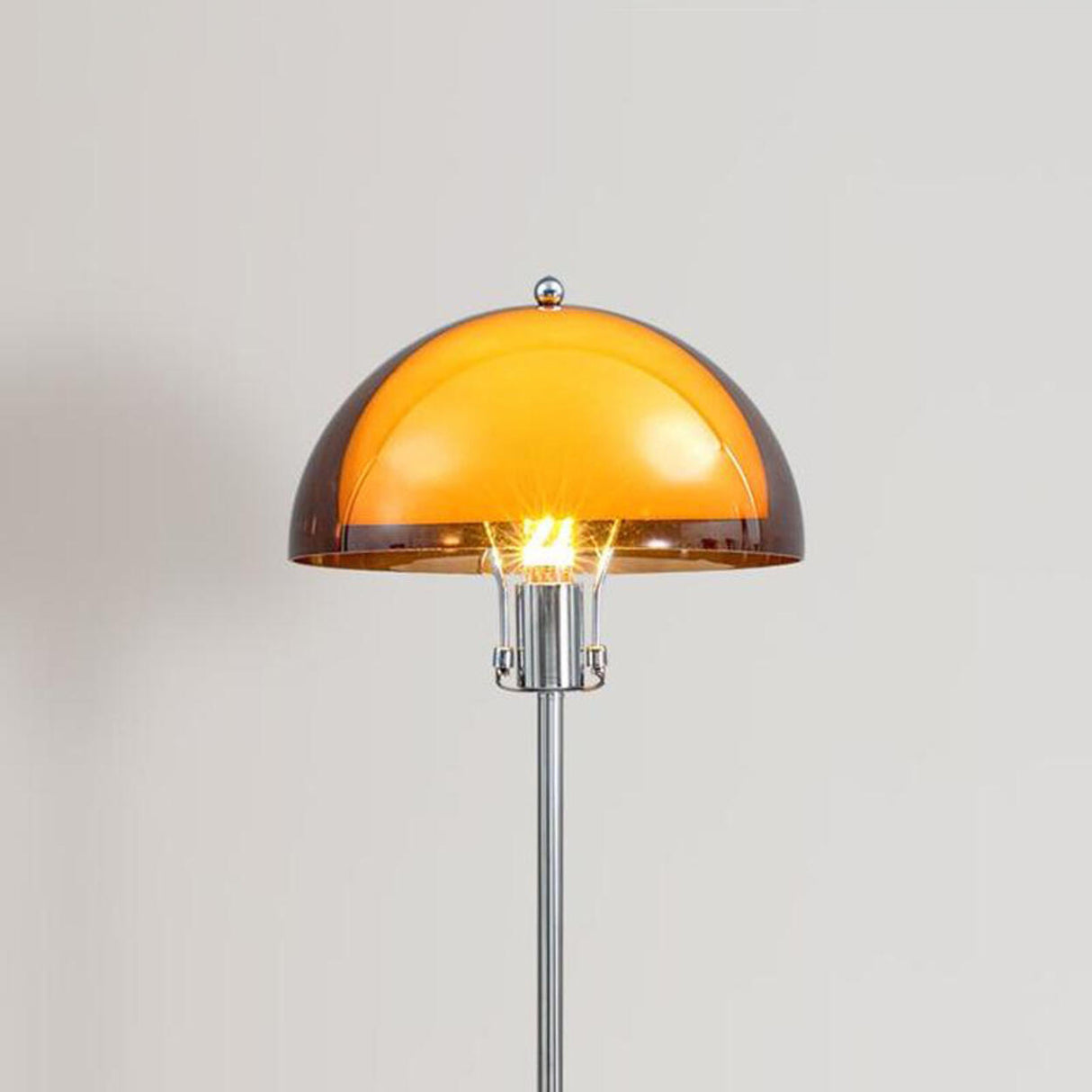 Modern Clear Dome Shade and Chrome Metal Floor Lamp Image - 6