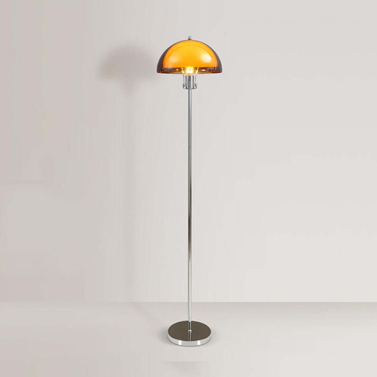 Modern Clear Dome Shade and Chrome Metal Floor Lamp Image - 7