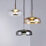 Modern Clear Glass and Metal Dome Pendant Light Set Image - 1