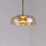 Modern Clear Glass and Metal Dome Pendant Light Set Image - 6