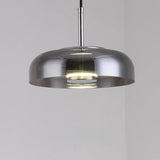 Modern Clear Glass and Metal Dome Pendant Light Set Image - 7