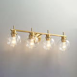 Modern Clear Glass Bathroom Gold Globe Vanity Light Image - 10