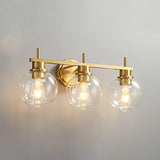 Modern Clear Glass Bathroom Gold Globe Vanity Light Image - 14