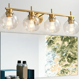 Modern Clear Glass Bathroom Gold Globe Vanity Light Image - 15