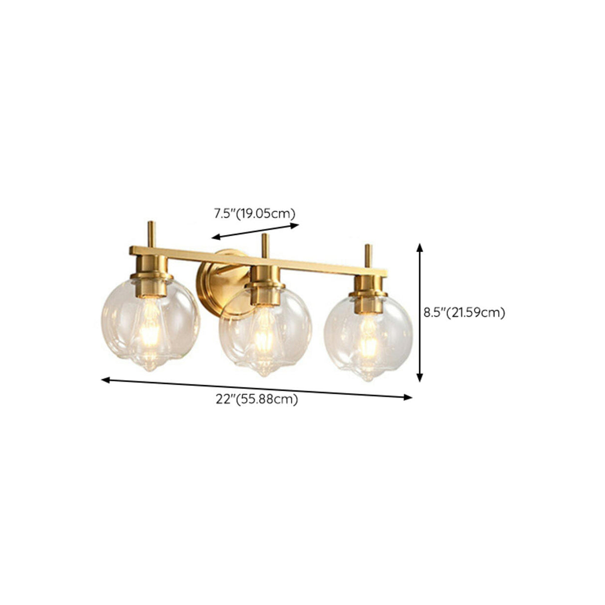 Modern Clear Glass Bathroom Gold Globe Vanity Light 