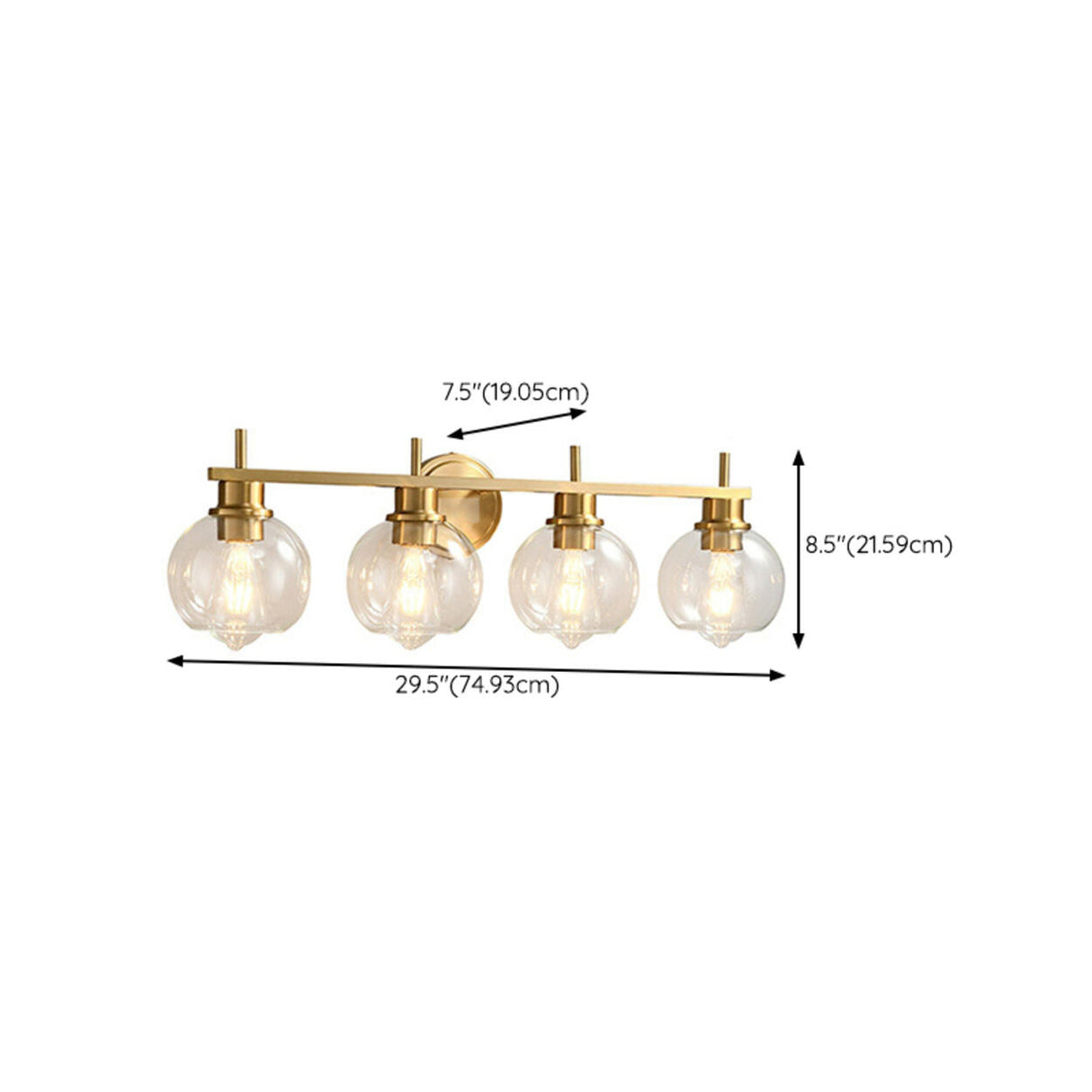 Modern Clear Glass Bathroom Gold Globe Vanity Light Image - 17