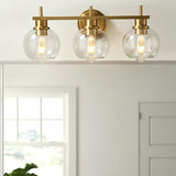 Modern Clear Glass Bathroom Gold Globe Vanity Light Image - 2