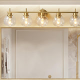 Modern Clear Glass Bathroom Gold Globe Vanity Light Image - 4