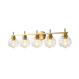 Modern Clear Glass Bathroom Gold Globe Vanity Light Image - 5