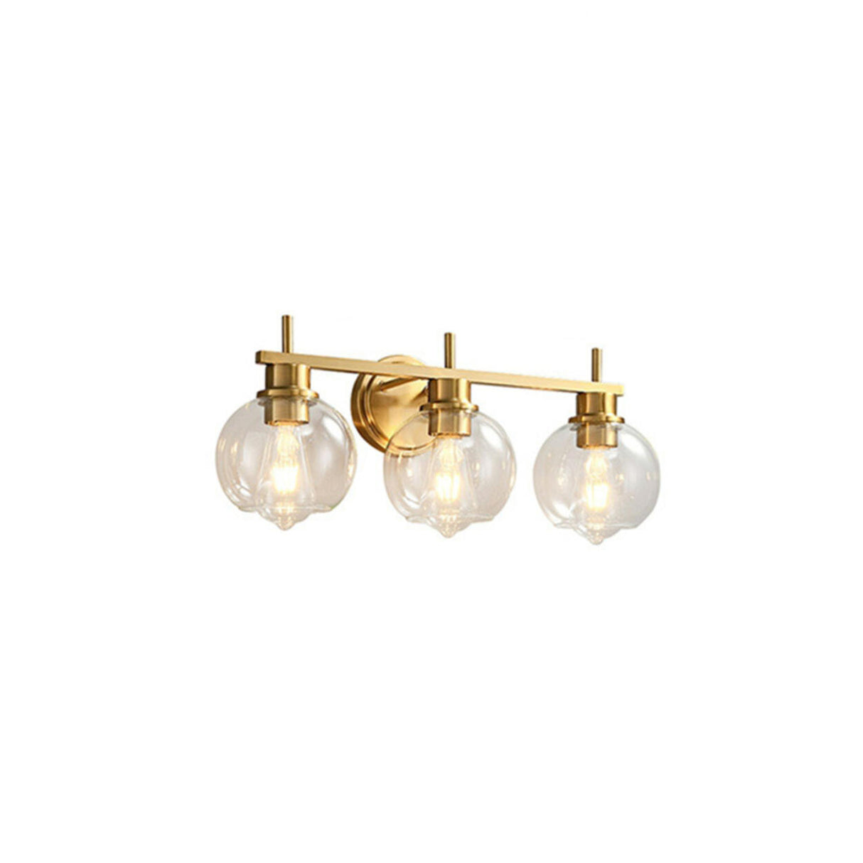 Modern Clear Glass Bathroom Gold Globe Vanity Light Image - 6