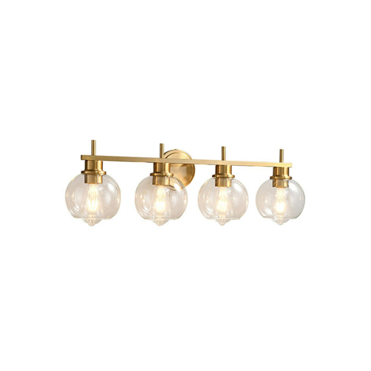 Modern Clear Glass Bathroom Gold Globe Vanity Light Image - 7