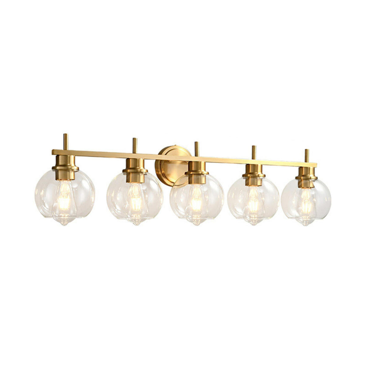 Modern Clear Glass Bathroom Gold Globe Vanity Light Image - 8