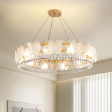 Modern Clear Glass Crystal Apple Drum Chandelier Image - 1