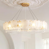 Modern Clear Glass Crystal Apple Drum Chandelier Image - 5