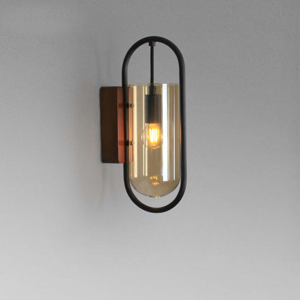 Modern Clear Glass Cylinder Metal LED Wall Sconce Image - 11