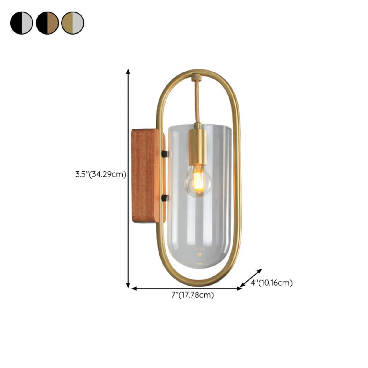 Modern Clear Glass Cylinder Metal LED Wall Sconce 